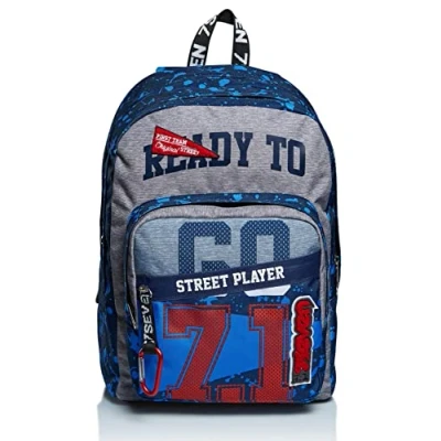 Image of Seven Backpack, OUTSIZE STREET PLAYER Knapsack, Book Bag, For Teen, Girls&amp;Boys, Large Capacity, School, Sport, Free Time, Italian Design, navy, Dark Blue Ii, One Size, Zainetto per bambini