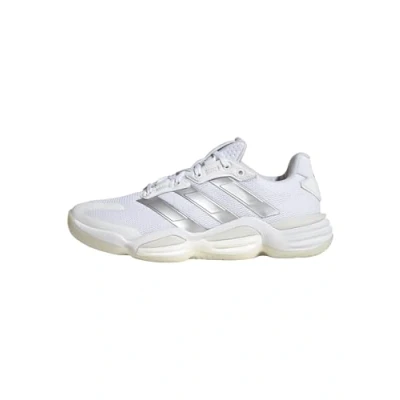 Image of adidas Performance Stabil Indoor Clay court tennis shoes cloud white silver metallic grey one, Women&#039;s, Size: 3.5 Synthetics/textile