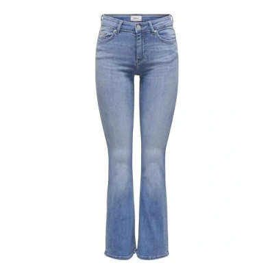 Image of ONLY Women&#039;s Flared Fit Jeans, Medium Blue (Medium Denim), L / 32L