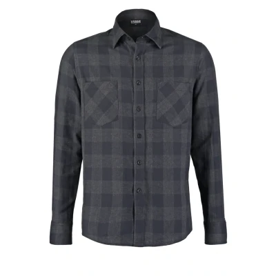Image of Urban Classics Checked Shirt, Men&#039;s, Size: Small, Black