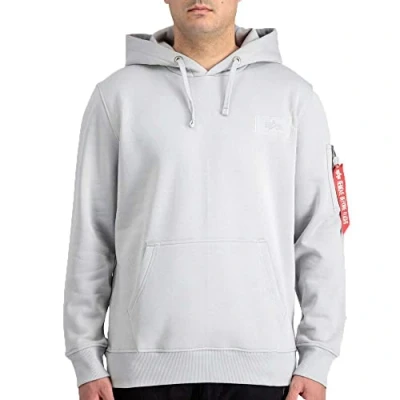 Image of ALPHA INDUSTRIES Men&#039;s Back Hoody Foil Print Sports, Pastel Grey, S