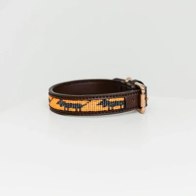 Image of Kentucky Horsewear Dog Collar Handmade Pearls Orange Horse Riding Equestrian