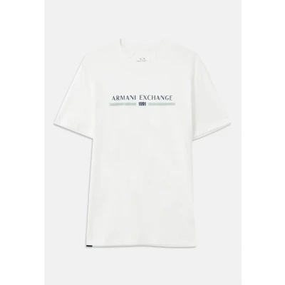 Image of Armani Exchange Print Tshirt offwhite, Men&#039;s, Size: XS, Off/white