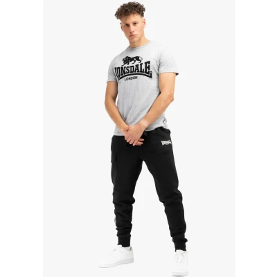 Image of Lonsdale Normale Passform Tullig Print Tshirt, Men&#039;s, Size: 3XL, Marl grey black