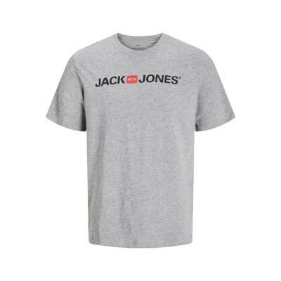 Image of Jack &amp; Jones Jjecorp LOGO CREW NECK Print Tshirt, Men&#039;s, Size: Medium, Light grey melange