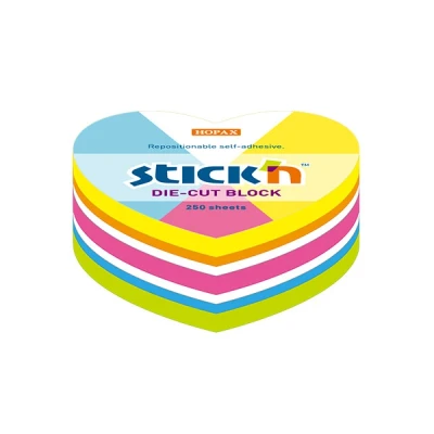 Image of Mimbek Heart Shaped Sticky Note Pad 250 Sheets Made of Paper Assorted Neon Colours Measures 6.3 x 6.5 cm