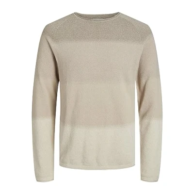 Image of Jack &amp; Jones Jjehill CREW NECK Jumper, Men&#039;s, Size: Large, Oatmeal
