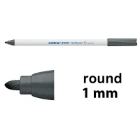 Image of edding 4600 textile pen grey 1 round nib mm permanent fabric pens for drawing on textiles, wash resistant up to 60 C