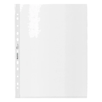 Image of Leitz A4 Maxi Pockets, Pack of 25, Holds 80 Sheets, Punched Plastic Sleeves, 100 Micron Thick, 100% Recyclable, Eco Friendly, Recycle Range, 40210003, Clear