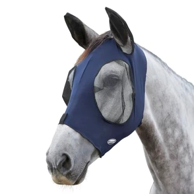 Image of WeatherBeeta Deluxe Stretch Bug Eye Saver with Ears, Navy/Black, Warmblood