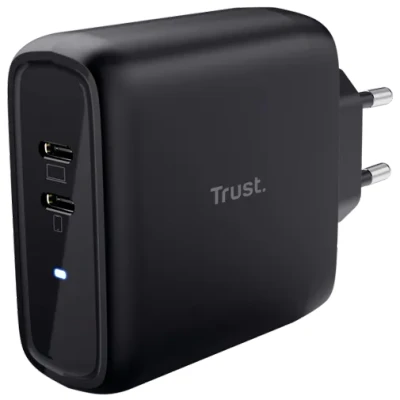 Image of Trust Maxo Dual USB C Fast Charger 65W Black
