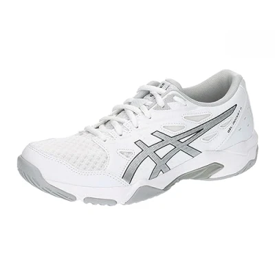 Image of Asics Gelrocket 11 Volleyball shoes, Women&#039;s, Size: 8, White/pure silver Imitation leather/ textile