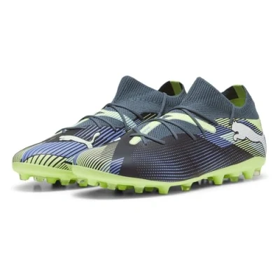 Image of Puma Future 7 Match MG Moulded stud football boots, Men&#039;s, Size: 9.5, Gray skies/white/fizzy apple Textile/synthetics