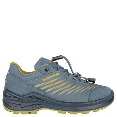 Image of Lowa Zirrox II JR Unisex Hiking shoes for kids, Size: 2, Petrol/senf Textile