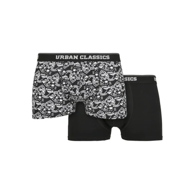 Image of Urban Classics 2PACK Boxer shorts, Men&#039;s, Size: Large, Detail aop black