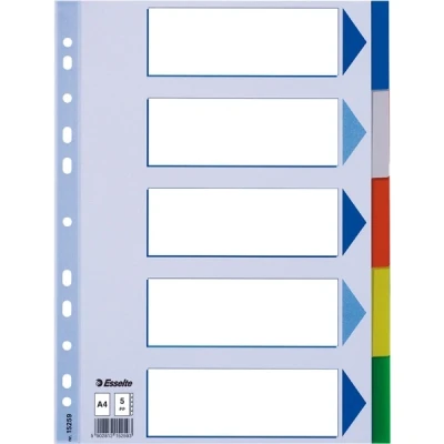 Image of Esselte 795731 A4 5 Positions Cover Included Polypropylene Divider