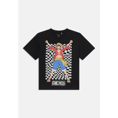 Image of Name it Nkmjob Onepiece NREG SS TOP NOOS VDE Print Tshirt for kids, Size: 6y, Black