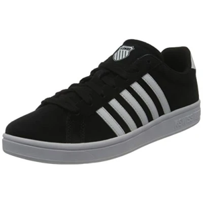 Image of K SWISS Court Tiebreak Trainers, Men&#039;s, Size: 10, Black/white Suede