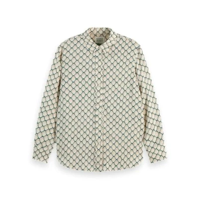 Image of Scotch &amp; Soda Printed Relaxed FIT Shirt Buttondown blouse, Women&#039;s, Size: 12, Beige green