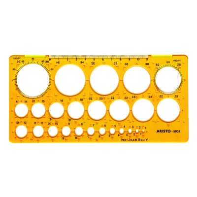 Image of Aristo AH5031 Circle Template 1 36 mm (25 Circles, Diameter to mm, Ink Nubs, Dimensionally Stable Plastic) Orange/Transparent