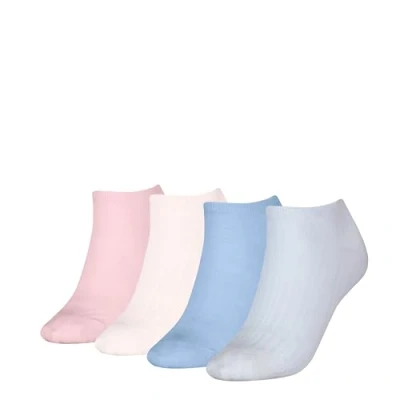 Image of Tommy Hilfiger Women Sneaker Structure ECOM 4 PACK Socks, Women&#039;s, Size: 2.5 5, Light blue/light pink