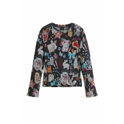 Image of Desigual CAT Long sleeved top for kids, Size: 3/4y, Black
