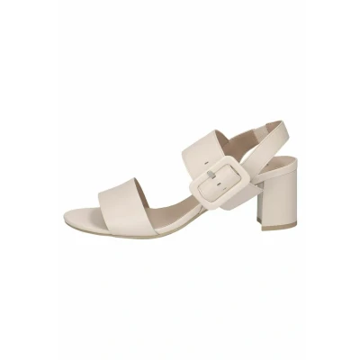 Image of CAPRICE Damen Sandalen mit Absatz aus Leder Fußbett, Cremefarben (Cream Perlato), 36 EU