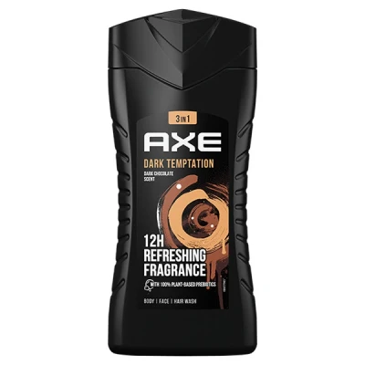 Image of Axe Dark Temptation 3 in 1 Shower Gel &amp; Shampoo for All Day Freshness, Irresistible Fragrance and a Pleasant Shower, Dermatologically Tested 250 ml