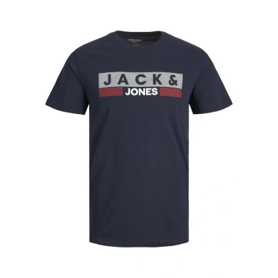 Image of Jack &amp; Jones Jjecorp LOGO TEE Oneck Print Tshirt, Men&#039;s, Size: 4XL, Navy blazer