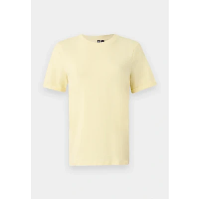 Image of Pieces Pcria FOLD UP Solid TEE Basic Tshirt, Women&#039;s, Size: XL, Pale banana