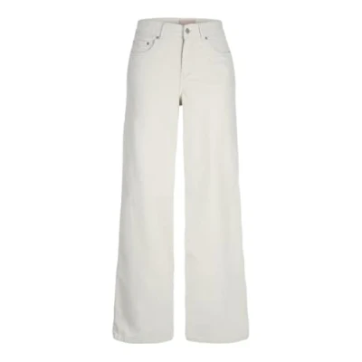 Image of JACK &amp; JONES Women&#039;s Jxgelly Wide Cord Hw Pant Sn, Bone White, 27W / 34L
