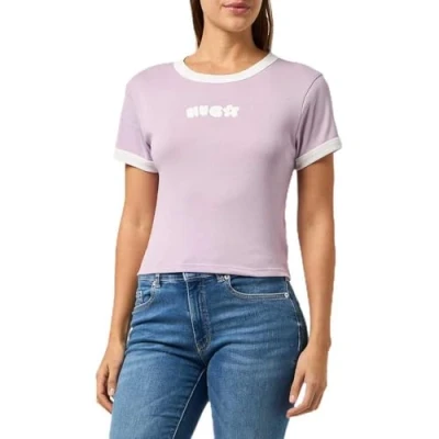 Image of HUGO Dalia Print Tshirt, Women&#039;s, Size: Large, Light/pastel purple