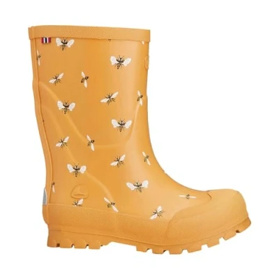Image of Viking Jolly Print Unisex Wellies for kids, Size: 10K, Yellow/black Synthetics
