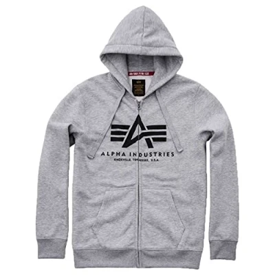 Image of Alpha Industries Basic ZIP Hoody Zipup sweatshirt, Size: Medium, Greyheather
