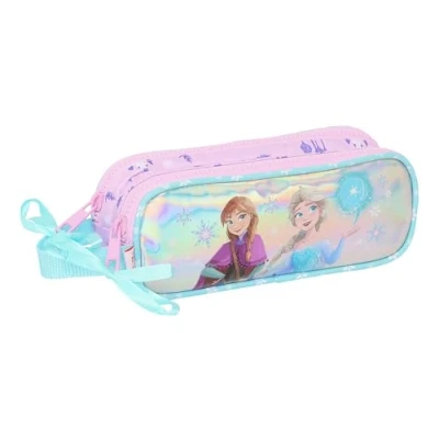 Image of Safta Frozen Cool Days Children&#039;s Double Pencil Case, Ideal for School Aged Children, Comfortable and Versatile, Quality Resistance, 21 x 6 8 cm, Purple/Sky Blue,