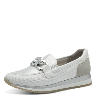 Image of Jana Slipons, Women&#039;s, Size: 4, White silver Imitation leather/ textile