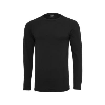 Image of Urban Classics Fitted Stretch L/S Long sleeved top, Men&#039;s, Size: Small, Black