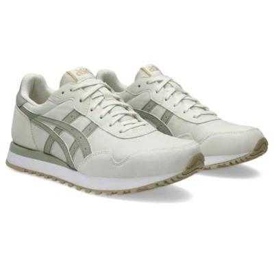 Image of Asics Sportstyle Tiger Runner II Unisex Trainers, Size: 3, Cream/olive grey Textile/synthetics