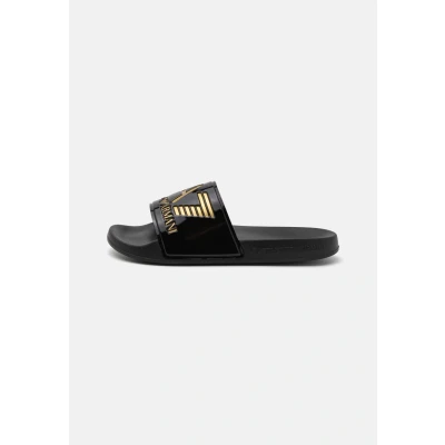 Image of EA7 Emporio Armani Unisex Pool slides, Size: 9.5, Black/gold Synthetics