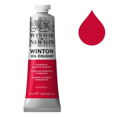 Image of Winsor &amp; Newton Winton 1414468 Fine High Quality Oil Paint 37 ml Tube with Even Consistency, Lightfast, Coverage, Rich in Colour Pigments Permanent Alizarin Crimson