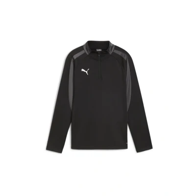 Image of Puma Individualliga Reissverschluss Long sleeved top for kids, Size: 12y (11 12y), Black white shadow gray