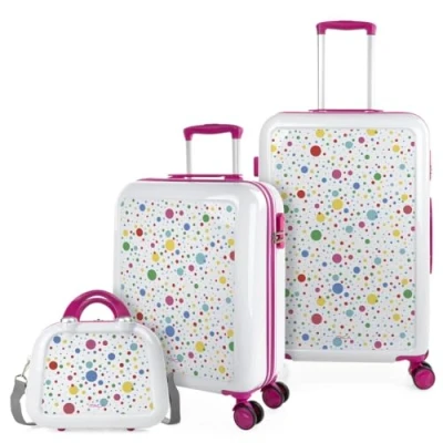 Image of ITACA Luggage Sets Suitcase Set of 3 pcs Hard Shell Suitcase. Lightweight with TSA approved Locks in Small Cabin Size, Medium and Large Beauty, Dots