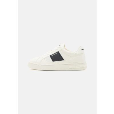 Image of Armani Exchange LACE UP Trainers, Men&#039;s, Size: 10, Off white/deep navy Imitation leather/ textile