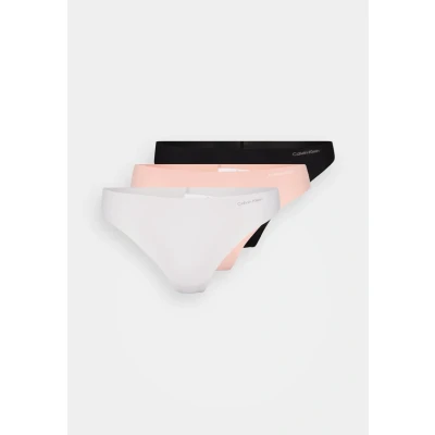 Image of Calvin Klein Underwear Thong Invisibles 3 PACK Thong, Women&#039;s, Size: Large, Black/wind chime/luminous peach