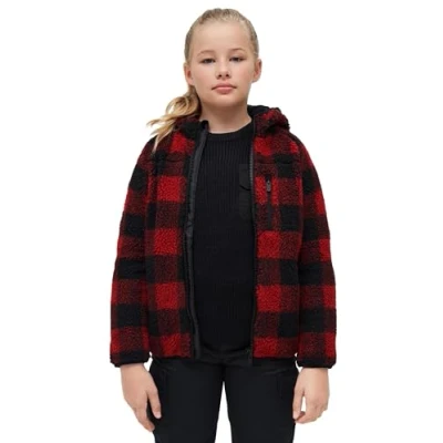 Image of Brandit Kinder KIDS Teddy Fleece jacket for kids, Size: 9 10y, Red/black/white