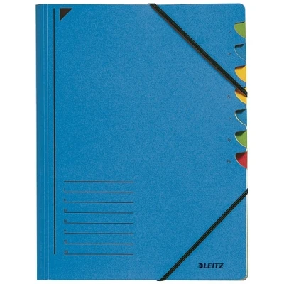 Image of Leitz A4 Divider Book, Holds Up to 200 Sheets, 7 Compartments, Elastic Closure, Blue, Office Range, 39070035