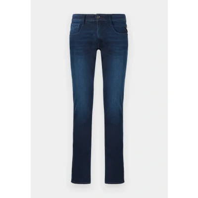 Image of Replay Men&#039;s Anbass Slim Fit Jeans with Power Stretch, 0073 Dark Blue, 32W / 32L