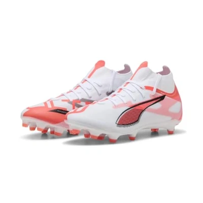 Image of Puma Women&#039;s Ultra 5 Match+ Fg/Ag WN&#039;s Soccer Shoe, White Black Glowing Red, 9 UK