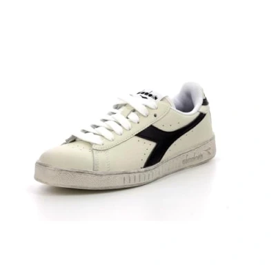 Image of Diadora GAME Waxed Unisex Trainers, Size: 10.5, White/black Leather