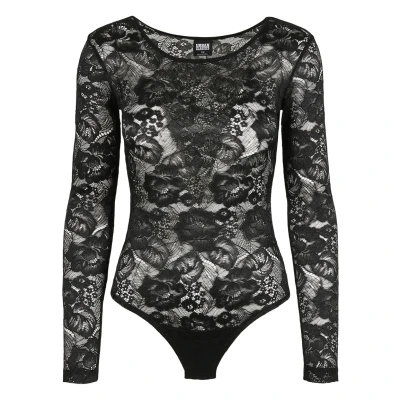 Image of Urban Classics Ladies LACE Longsleeve BODY Blouse, Women&#039;s, Size: XS, Black